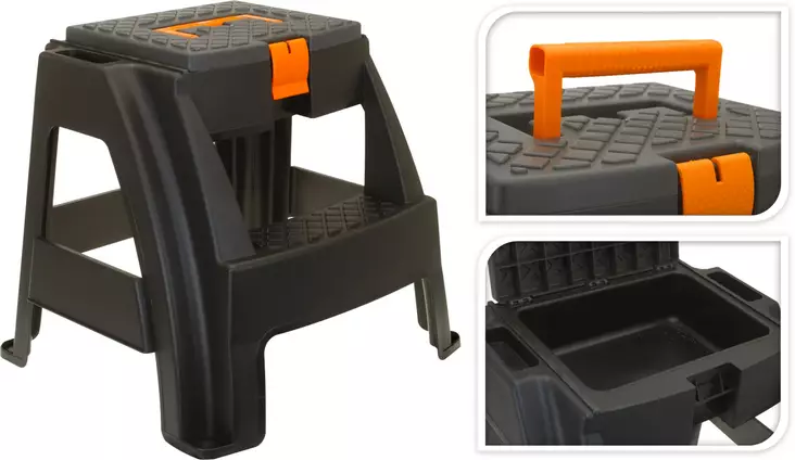 Porrasjakkara säilytyslokerolla 120 kg musta-oranssi - Työkalupakit ja -laukut - 8711295509230 - 1