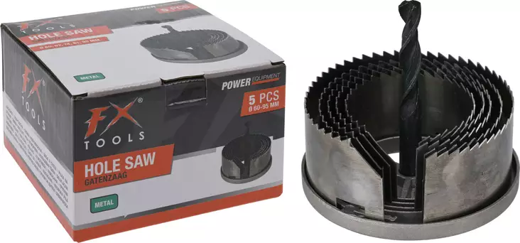 Fx tools reikäsahasarja 5 osaa (ø 60–95 mm) – kestävä metallisetti tarkkaan ja siistiin poraukseen - Reikäsahat - 8721037280990 - 1