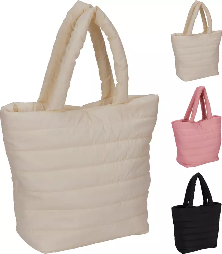 Tyylikäs keskikokoinen toppattu shopper-olkalaukku pehmeää nylonia arkeen, ostoksille ja matkalle - Reput ja laukut - 8721037602730 - 1