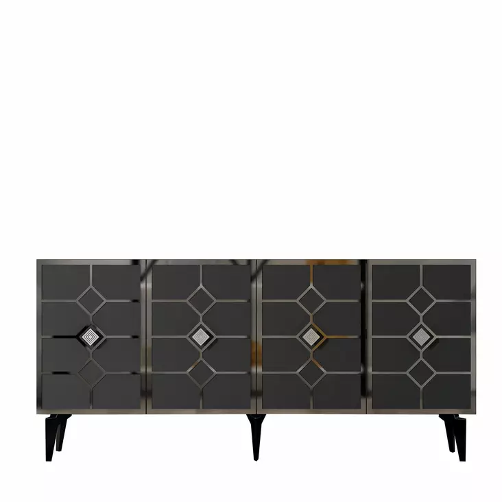 Anthrasitti Hopea Konsoli - 100% Melamiinipinnoitettu Lastulevy, 18mm, 150x40x79cm, 2 Pakettia, Moderni ja Tyylikäs - Lipastot ja senkit - 8684282612780 - 1