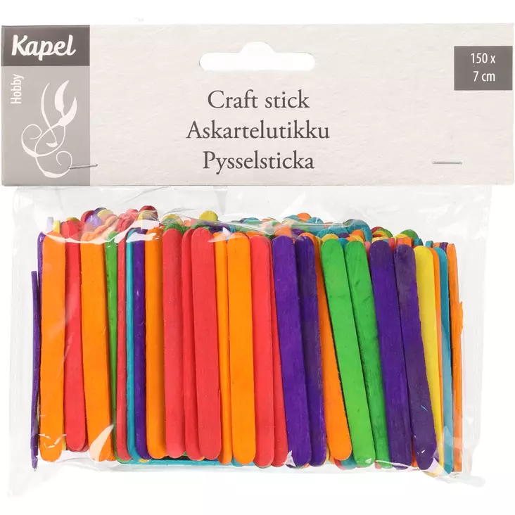 Askartelutikku 7 cm 150 kpl vÃ¤rikÃ¤s - Askartelu- ja taidetarvikkeet - 6410416322490 - 1