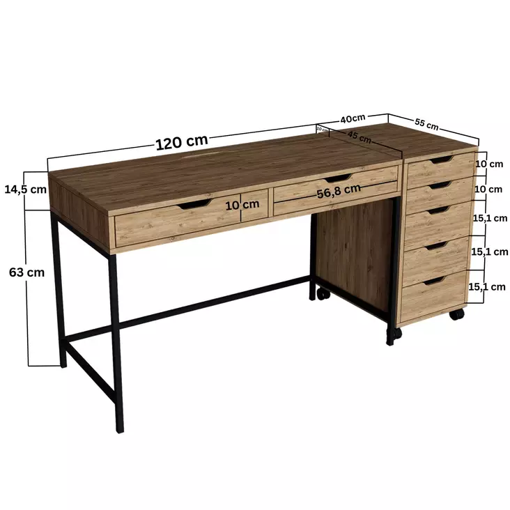 Atlantic Pine -työpöytä, 160x77,4x55 cm, 100% melamiinipinnoitettu lastulevy, 18 mm, 3 pakettia, kestävä ja tyylikäs - - 19-19-8684283109920 - 1