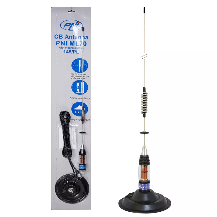 CB-antenni PNI ML70 pituus 70cm, 26-30MHz, 200W, magneetti 145 mm mukana - Radiopuhelimet ja megafonit - 5949066513350 - 1
