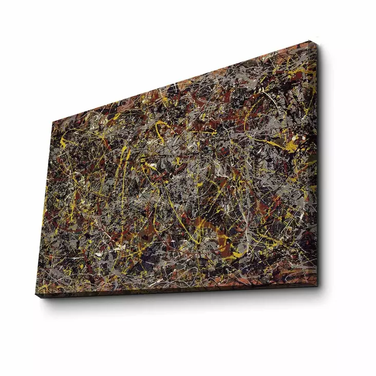 Jackson Pollock No. 5 - Monivärinen 100% Mokkanahkainen Taulu 45x70 cm, 100% Puinen Kehys 3 cm - Seinäkoriste - Taulut ja kehykset - 8681875399240 - 1