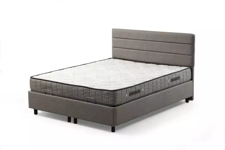 Kaksinkertainen Sängynpohja ja Pääty, Huonekalut, Vaaleanharmaa, 100% Melamiinipinnoitettu, 18mm, 160x110x200 cm - Sängynpäädyt - 8684282291930 - 1