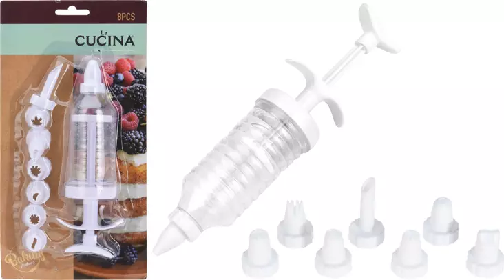 Kakunkoristelusetti pursottimella ja 7 suuttimella, 8 osaa - Leivontatarvikkeet - 8718158319630 - 1