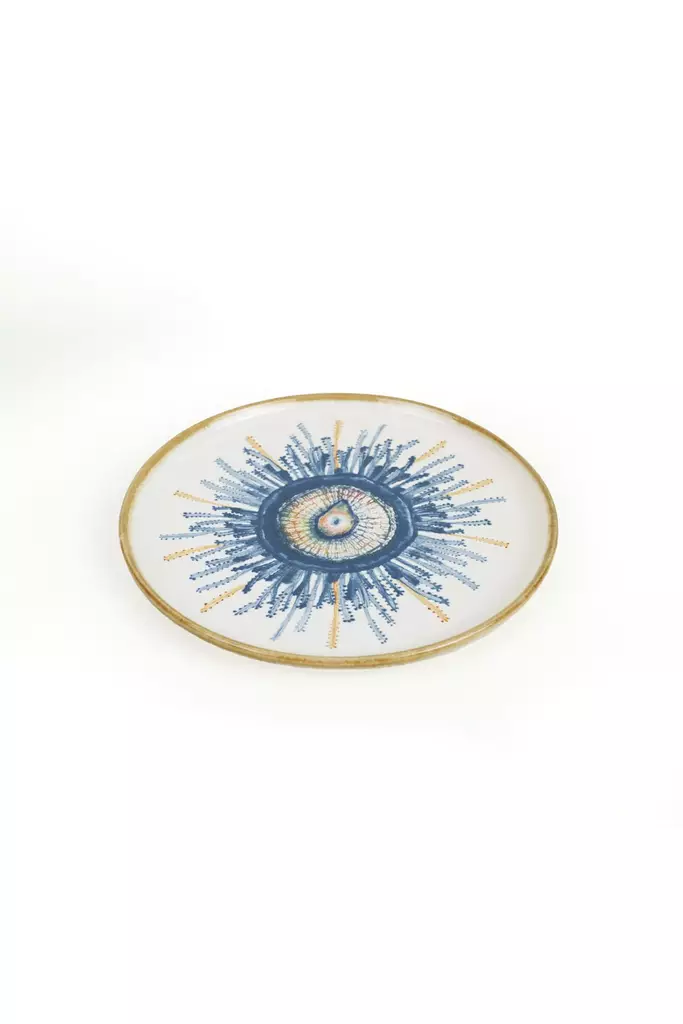 Keraaminen Jälkiruokalautasetti 22 cm (6 kpl) - Antibakteerinen, Helppo Puhdistaa, Ekologinen, Valkoinen/Sininen/Oranssi - Lautaset - 8684283355860 - 1