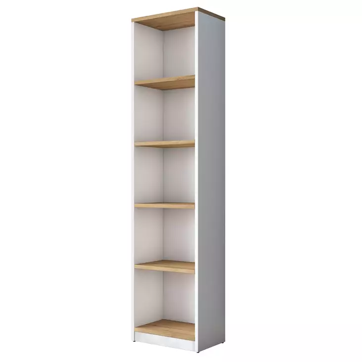 Kirjahylly - Valkoinen Pähkinä, 100% Melamiinipinnoitettu, 18 mm, 40x161,8x25 cm, Helppo Kokoaminen, Kestävä ja Tyylikäs - Kirjahyllyt - 8683742031840 - 1