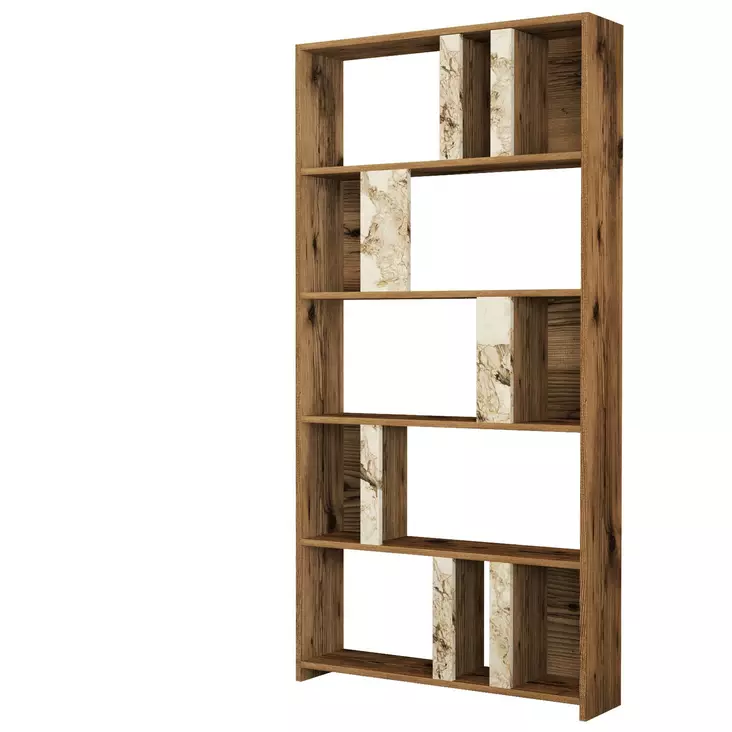 Kirjahylly, Huonekalut, Pähkinä Valkoinen, 100% Melamiinipinnoitettu Lastulevy, 90x180x20 cm, Useita Hyllyjä, 35 kg - Kirjahyllyt - 8683342169820 - 1