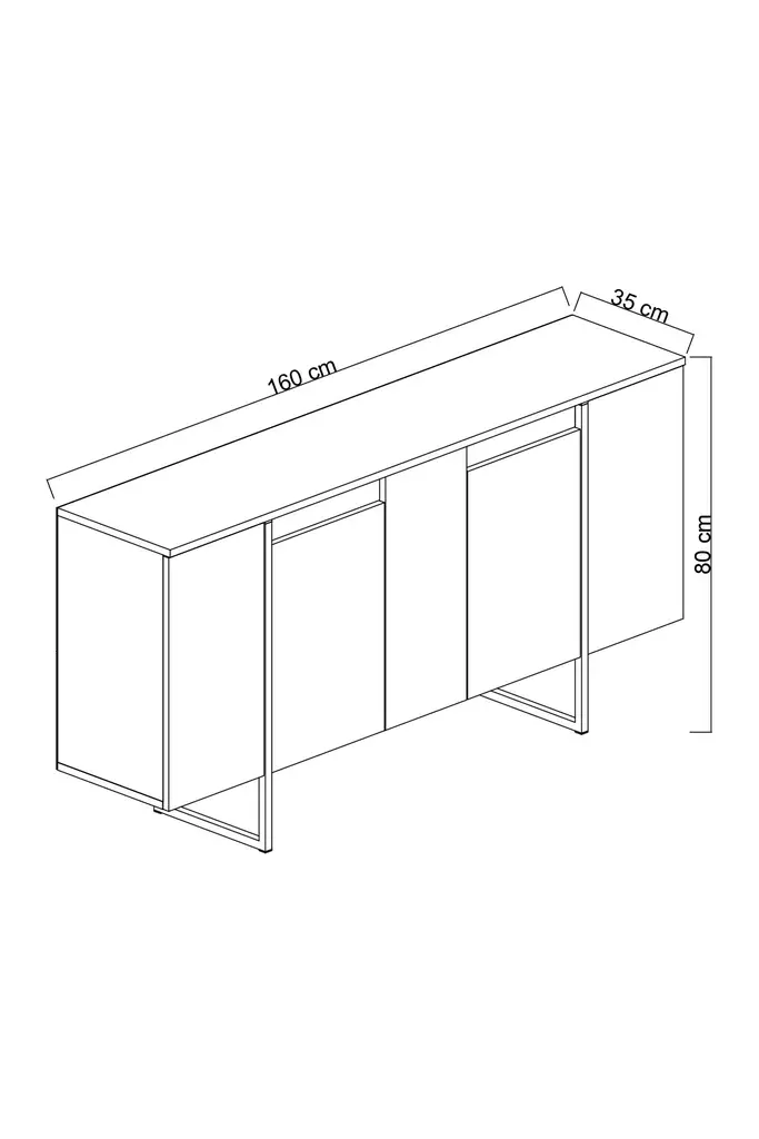 Konsoli, saksanpähkinänruskea kulta, 160 cm leveä, kestävä, vakaa - Lipastot ja senkit - 8684282178200 - 1