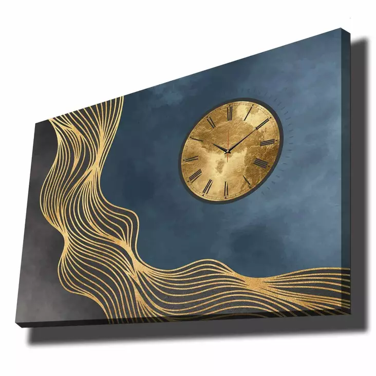 Koristeellinen Canvas-Seinäkello 70x100cm - Monivärinen, 100% Mokkanahkakangas, 100% Puinen Kehys, Tyylikäs Sisustuselementti - Seinäkellot - 8684282056270 - 1