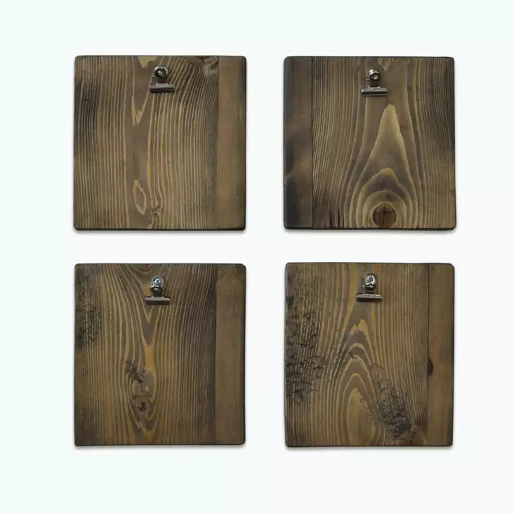 Koristeellinen Kuusiseinäkoriste - 100% Kuusipuuta, Pähkinänruskea, Käsintehty, 14x14x1,6 cm, Itsekoottava, 4 kpl - Koristeet, koriste-esineet - 8681875072600 - 1