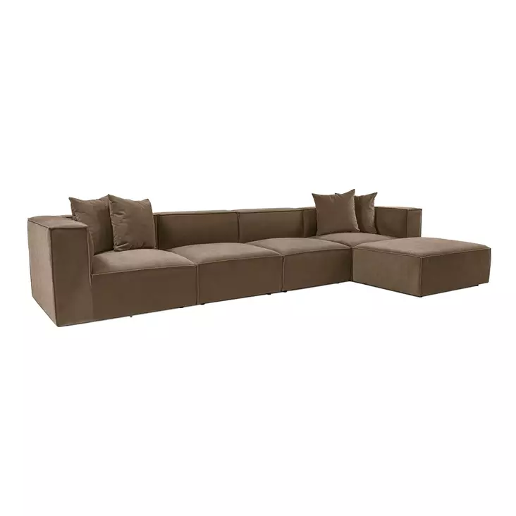 Kulmasohva, ruskea, 350 cm x 65 cm x 190 cm, kestävä, mukava, tilava - Sohvat - 8684282438380 - 1