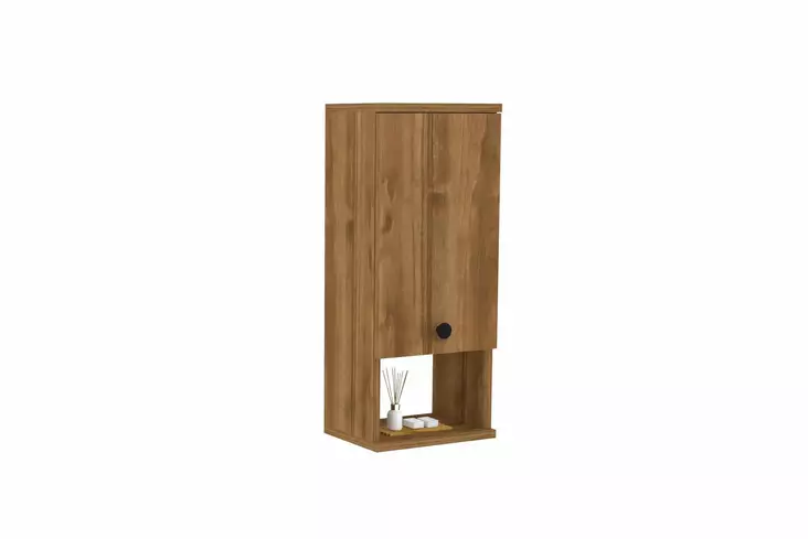 Kylpyhuonekaappi, Pähkinä, 100% Melamiinipinnoitettu Lastulevy, 18 mm, 30x71x21,8 cm, Useita Hyllyjä, Seinään Kiinnitettävä - Kylpyhuonekalusteet - 8681875449600 - 1