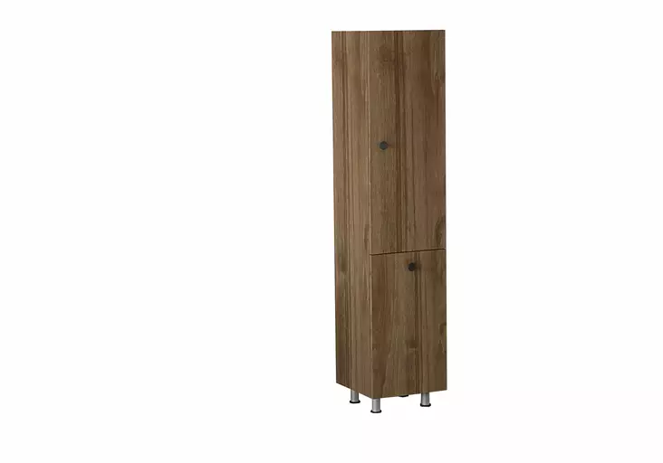 Kylpyhuonekaappi, Pähkinä, 100% Melamiinipinnoitettu Lastulevy, 18 mm, 35x154,8x31,9 cm, Useita Hyllyjä, Seinään Kiinnitettävä - Kylpyhuonekalusteet - 8681875883190 - 1