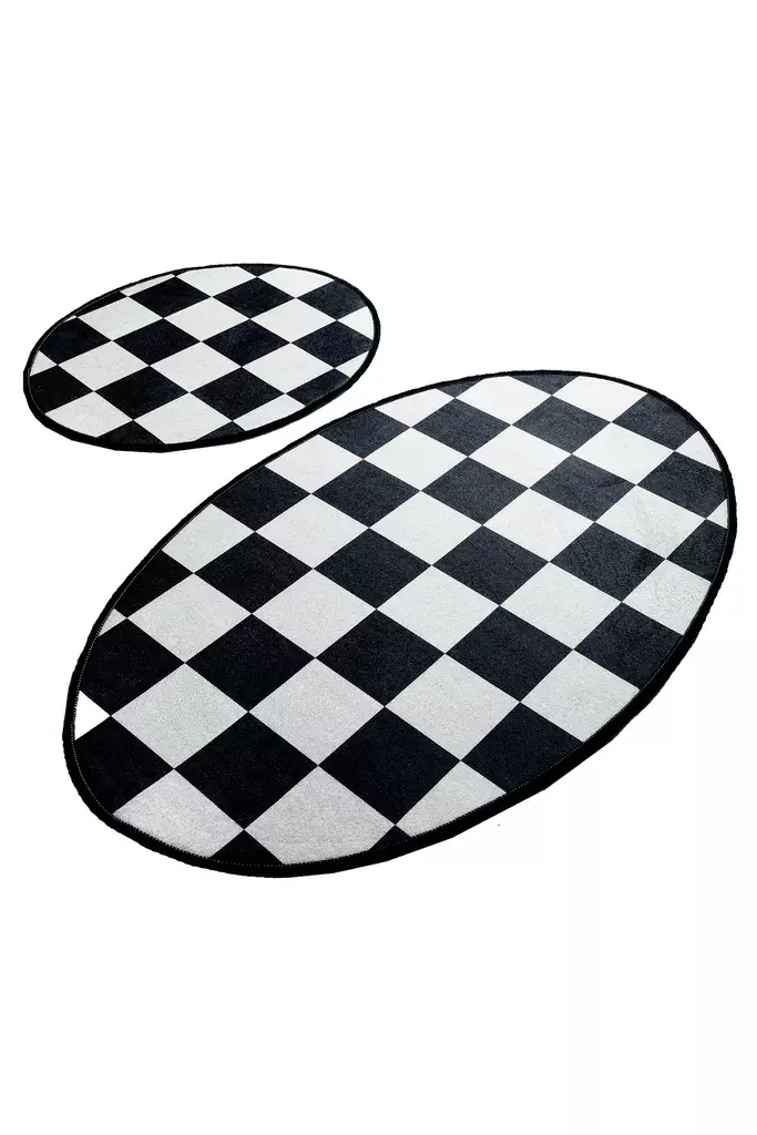 Kylpyhuonematto Setti 2-osainen - Monivärinen, 100% Polyesteri, Antiallerginen, Liukumaton, 50x60cm & 60x100cm - Kylpyhuonematot ja kosteantilan matot - 8681875329070 - 1