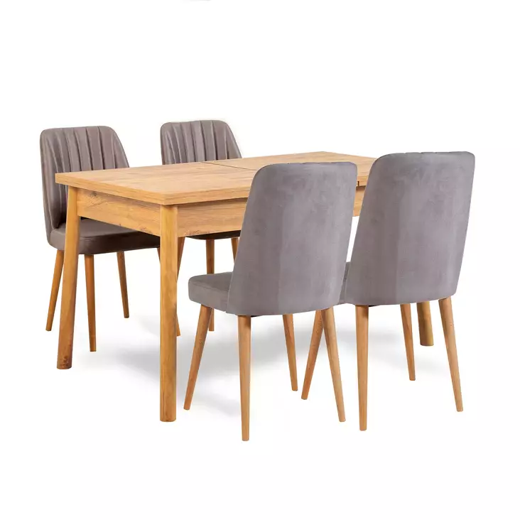 Laajennettava Ruokapöytä ja Tuolit (5-osainen) - Atlantic Pine Grey - 100% Melamiinipinnoitettu - 18mm Paksuus - Ruokapöydät - 8683342722070 - 1