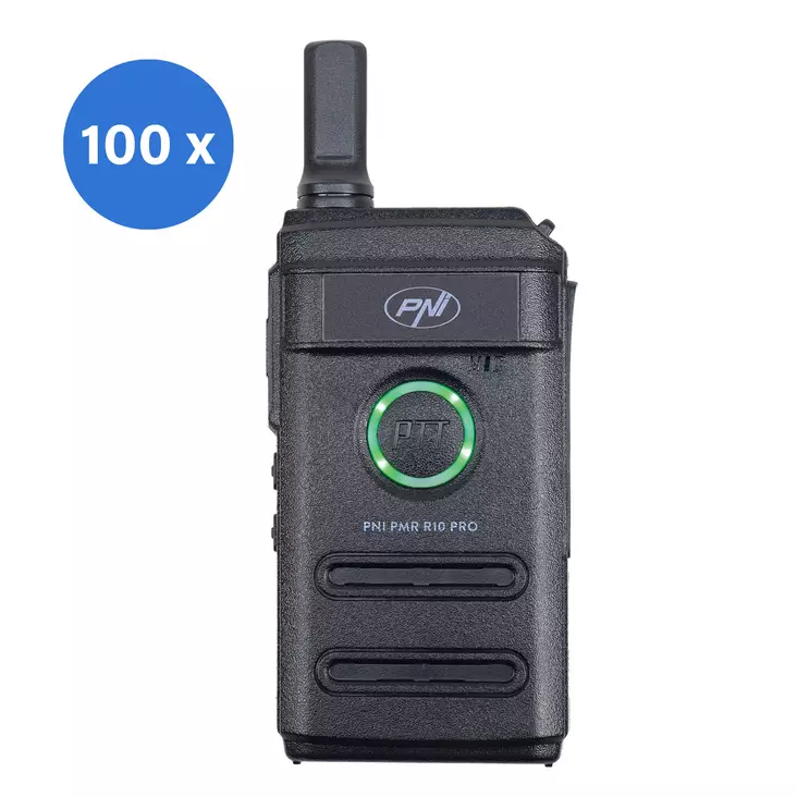 Laatikko, jossa on 100 osaa kannettavaa radioasemaa PNI PMR R10 PRO, 446MHz, 0,5W, 16 ohjelmoitavaa kanavaa, 16 PMR ja sävelet 50 CTCSS ja 104 DCS, monitori, skannaus - Radiopuhelimet ja megafonit - 5949066548130 - 1