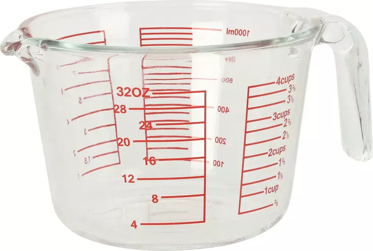 Lasinen mittakannu 1000 ml kaatonokalla - Keittiötyövälineet - 8720573907170 - 1