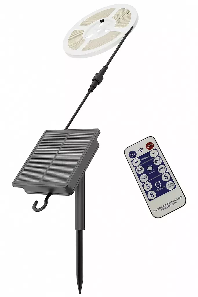 Led Energie Solar led-nauha 5m IP44 4000K 1,2W, 130 lm, kaukosäädin - Aurinkokennovalaisimet - 6418536037430 - 1