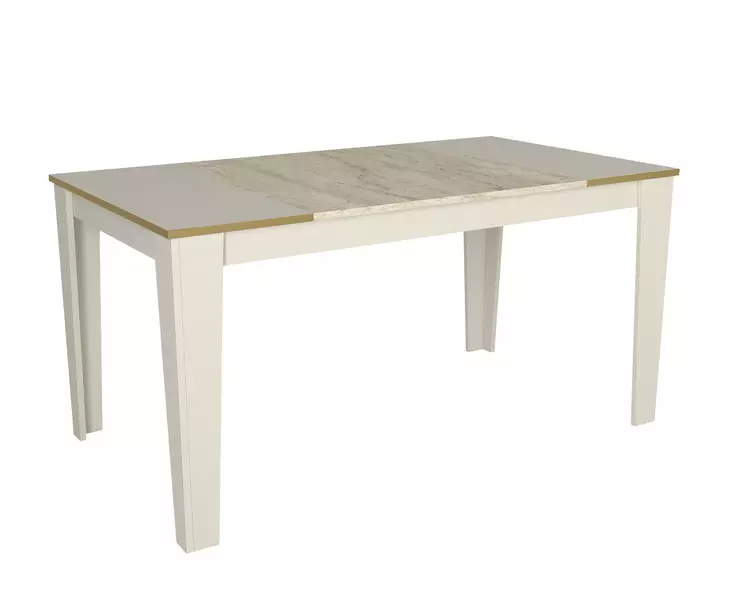 Marmorinen Ruokapöytä - 145x76,2x85 cm - Travertiini Hiekkakivi - 100% Melamiinipinnoitettu - Lisäsäilytystila - Ruokapöydät - 8684283018390 - 1