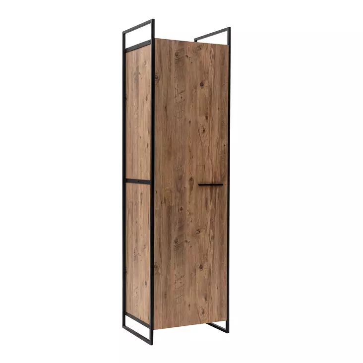 Moderni Atlantic Pine Vaatekaappi - 100% Melamiinipinnoitettu, Useita Hyllyjä, Metallitukijalat, 64x225x52 cm - Vaatekaapit - 8683342107020 - 1