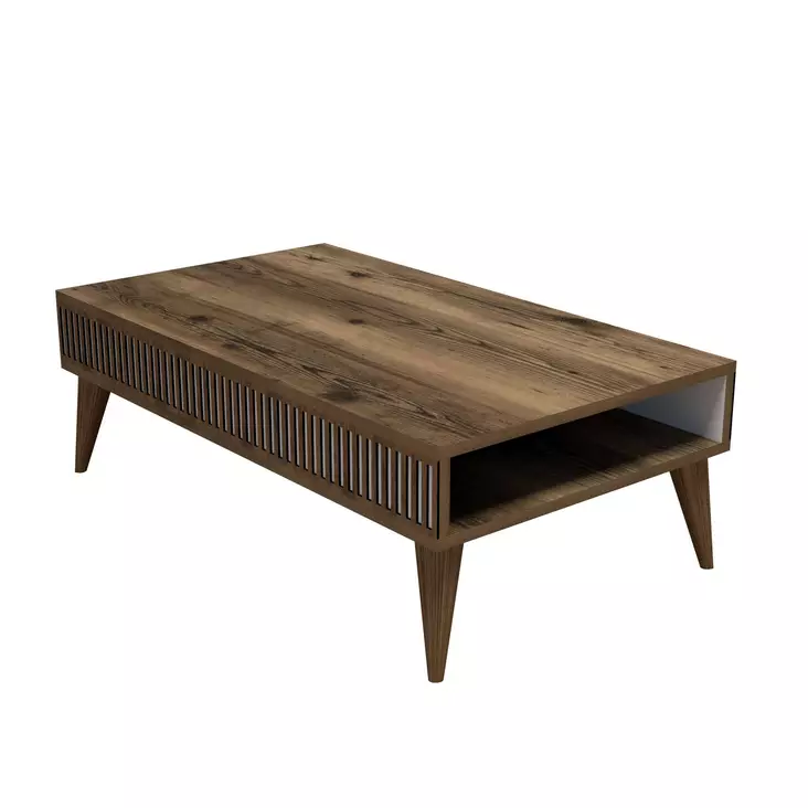 Moderni sohvapöytä, Pähkinä, 100% Melamiinipinnoitettu Lastulevy, 18mm, 105x34,6x60cm, 2 Pakkausta, Tyylikäs ja Kestävä - Sohvapöydät - 8681875827750 - 1