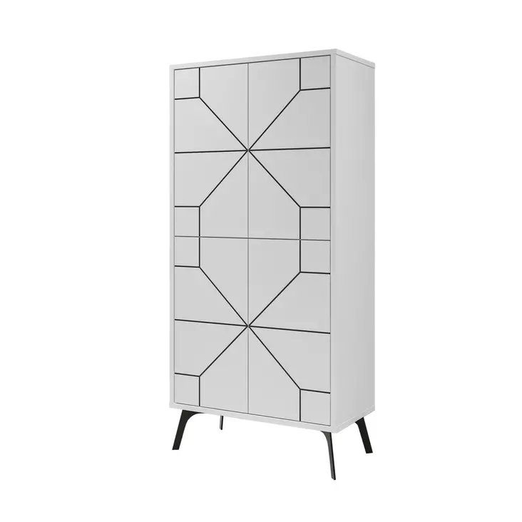 Monikäyttöinen Kaappi - Valkoinen, 100% Melamiinipinnoitettu Lastulevy, 18 mm, 62,6x136x35,6 cm, Pehmeästi Sulkeutuvat Saranat - Kaapit ja lipastot - 8683743797950 - 1