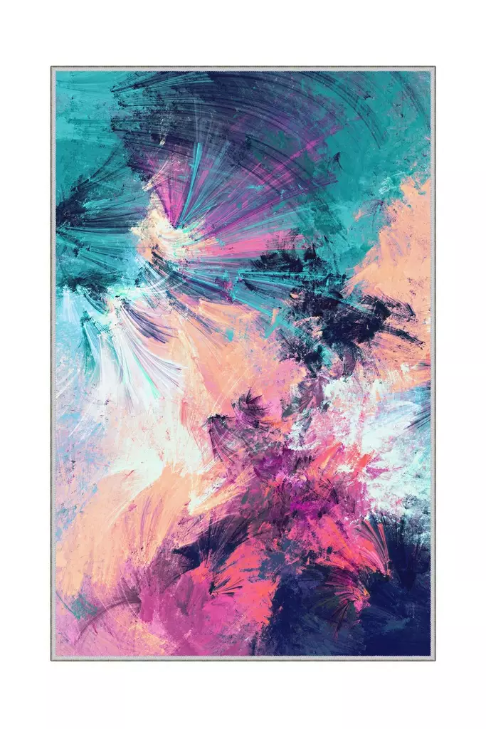 Monivärinen 3D Digitaalipainettu Antibakteerinen Polyesterimatto 120x180 cm - Konepestävä ja Liukumaton - Suuret ja keskikokoiset matot - 8682870591240 - 1