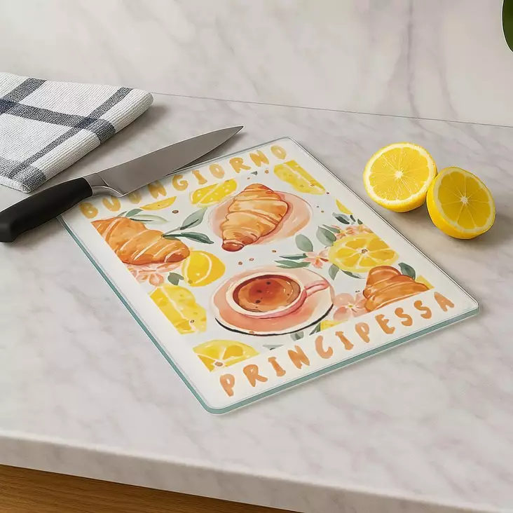 Monivärinen Antibakteerinen Leikkuulauta 100% Karkaistua Lasi 4mm, 20x30cm, Helppo Puhdistaa, Liukumattomat Silikonijalat - Keittiötyövälineet - 8684283731770 - 1