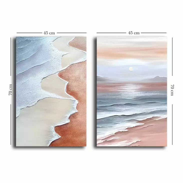 Monivärinen Koristeellinen Canvas-taulu 2-osainen, 100% Canvas 2,8 mm, 100% Mäntykehys, Koko 95x70 cm - Taulut ja kehykset - 8684282625520 - 1