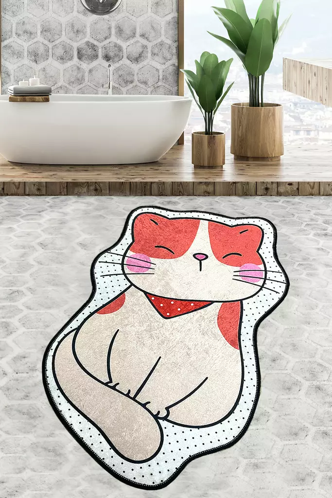 Monivärinen Kylpyhuonematto 60x90 cm - 100% Polyesteri, Antibakteerinen, Liukumaton, Konepestävä 30°C, 10 mm Paksuus - Kylpyhuonematot ja kosteantilan matot - 8683342497640 - 1