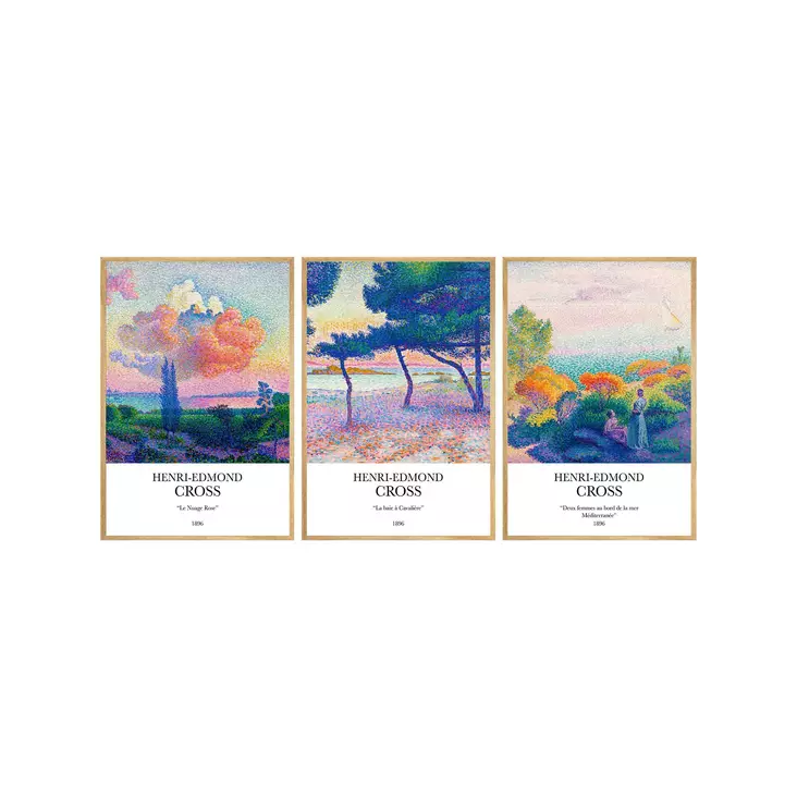Monivärinen MDF-seinäkoriste, 3-osainen, 50x70 cm, massiivipuukehys, tyylikäs sisustustaulu, kodin taidegalleria - Taulut ja kehykset - 8684282725350 - 1