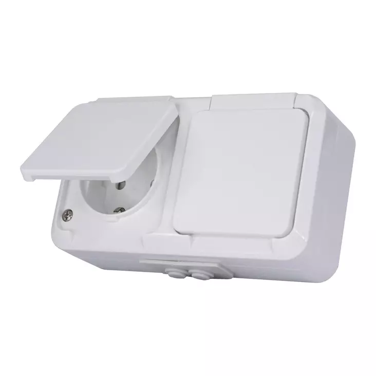 Pistorasia NORDIC 2-os pinta maadoitettu IP44 JL - Harju, 2-osainen, roiskevesitiivis, jousiliittimet - Pistorasiat ja kytkimet - 6438140973320 - 1