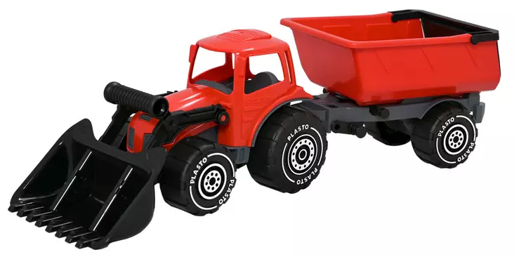 Plasto Kauhatraktori ja peräkärry 56,5 cm punainen - Traktorit ja työkoneet - 6410310116720 - 1