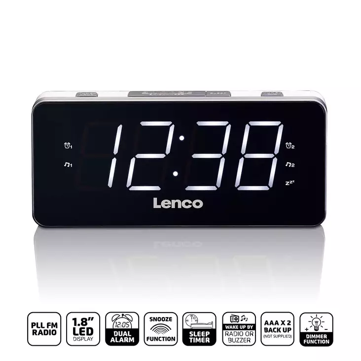 PLL FM Herätyskello Radio suuri ja selkeä 1.8" LED-näyttö Valkoinen - Radiot ja MP3/4-soittimet - 8711902035060 - 1