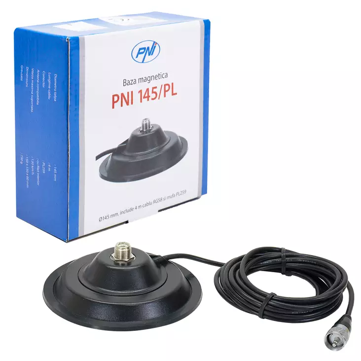 PNI 145 / PL 145 mm magneettialusta sisältää 4 m kaapelin ja PL259 pistorasian - PNI tuotteet - 5949066513060 - 1