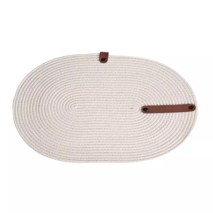 Pöytätablettisetti 6 kpl - 100% Puuvilla Juuttiköysi - Käsintehty - Pu Nahkainen Veitsipidike - Koko 30x40x1 cm - Pöytäliinat ja tabletit - 8683742917960 - 1