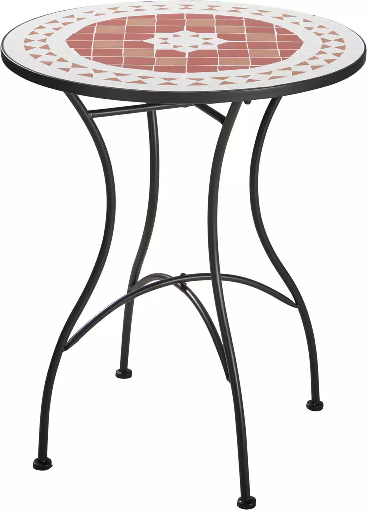 Pyöreä mosaiikkibistropöytä mosaiikkikuviolla, metallijalka - Puutarhapöydät - 8721037837750 - 1