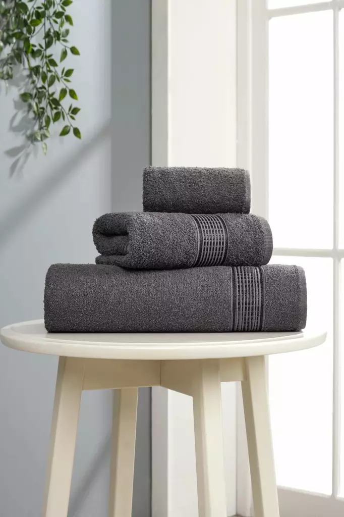 Pyyhesetti (3 osaa), antrasiitti, 30 x 50 cm, 50 x 85 cm, 70 x 140 cm, pehmeä, imukykyinen, kestävä - Pyyhkeet ja kylpytakit - 8684283617630 - 1