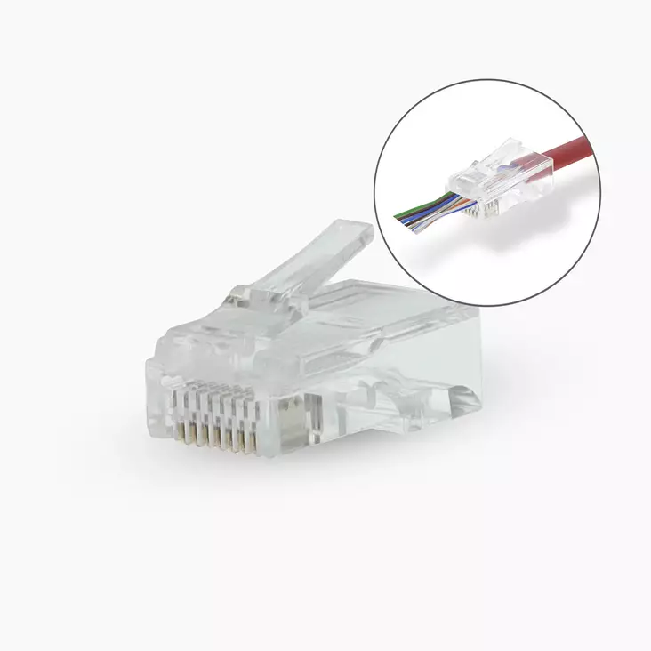 RJ45-liitin | RJ45 Pass Through | Kiinteä/juosteinen UTP CAT6 | Suora | Kullattu | 10 kpl | Polycarbonate | Läpikuultava | Laatikko - Tietokone ja verkko - 5412810478880 - 1