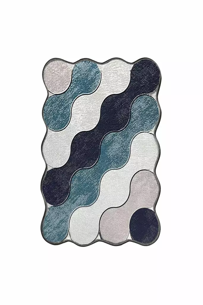 Sininen Antibakteerinen Matto 80x150 cm - 100% Polyesteri, Konepestävä, Liukumaton, 10 mm Nukka, Tyylikäs Sisustus - Pienet matot ja käytävämatot - 8683743782710 - 1