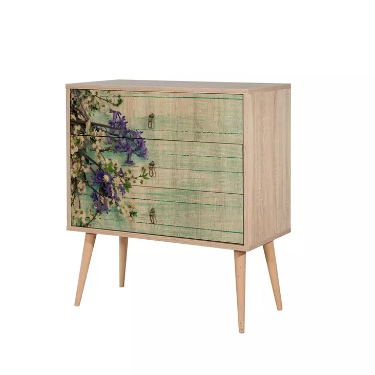 Sonoma Oak Lipasto - 100% Melamiinipinnoitettu, 18 mm Paksuus, 3 Vetolaatikkoa, Lisäsäilytystila, 80x90x40 cm - Lipastot ja senkit - 8681875340990 - 1