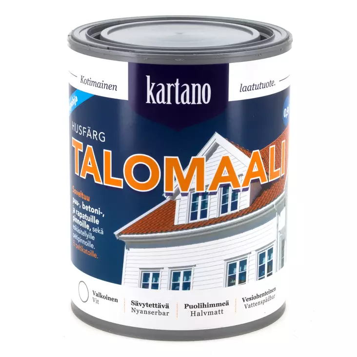 Talomaali 0.9 L valkoinen vesiohenteinen - Maalit ja lakat - 6438168098050 - 1
