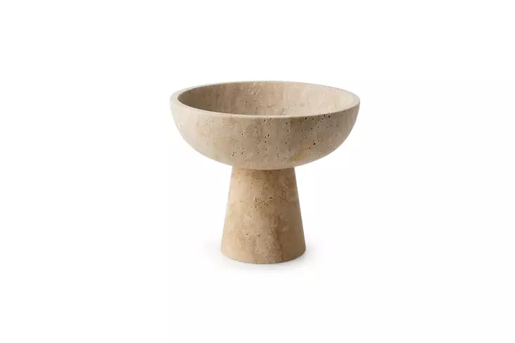 Travertiini Marmori Jalkakulho 20 cm Beige - Elegantti ja Kestävä Keittiöväline Juhla- ja Arkipöytään - Tarjoiluastiat - 8684283056200 - 1