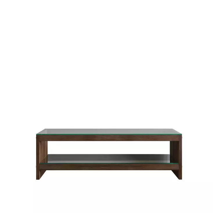 TV-taso 100% mäntyä, pähkinänvärinen, 8mm karkaistu lasi, 140x45x40cm, useita hyllyjä, seinäkiinnitysmahdollisuus - TV-tasot - 8681875832020 - 1