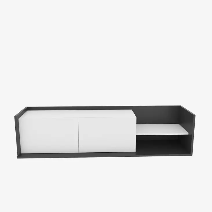 TV-taso, Anthracite White, 100% Melamiinipinnoitettu, 160x35x36,8 cm, Kestävä ja Tyylikäs Säilytysratkaisu - TV-tasot - 8683743123810 - 1