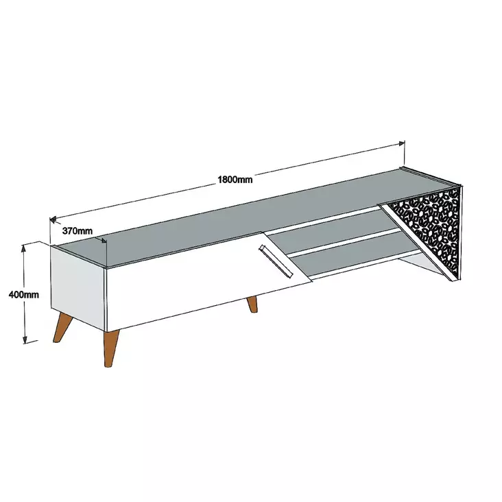 TV-taso, Huonekalut, Pähkinä, 100% Melamiinipinnoitettu Lastulevy, 180x37x40 cm, 2 Pakettia, Kestävä ja Tyylikäs - TV-tasot - 8684282190950 - 1