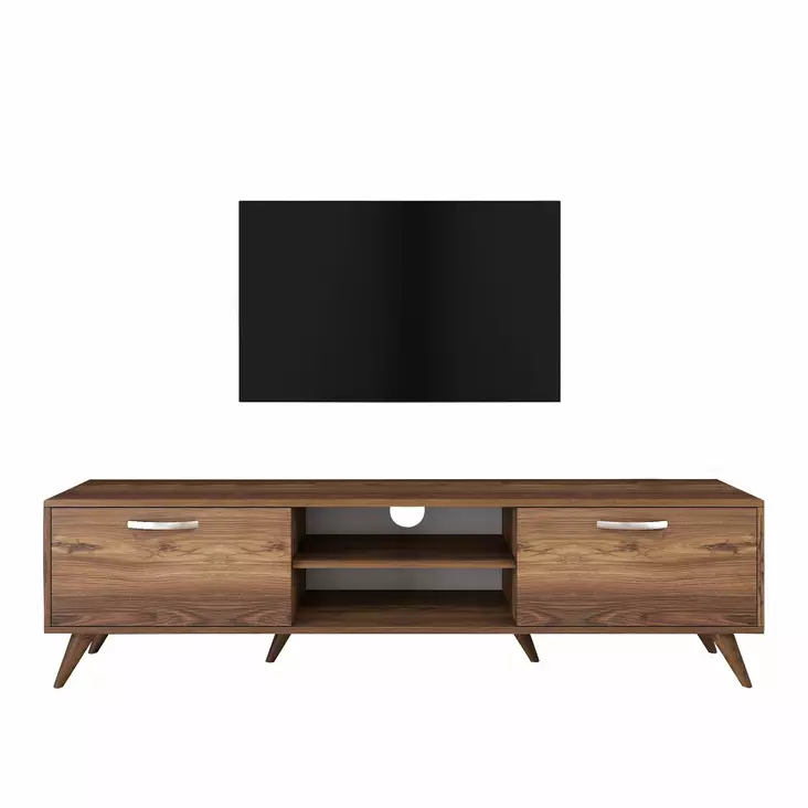 TV-taso, saksanpähkinä, 180 cm leveä, kestävä, tilava - TV-tasot - 8681875462470 - 1