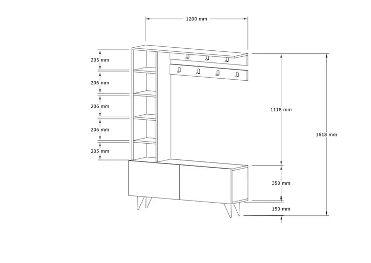 Tyylikäs ja Kestävä Eteisen Hall Standi - 100% Melamiinipinnoitettu Lastulevy, Pähkinänvärinen, 120x161,8x32 cm - Eteiskaapit - 8683342851800 - 1